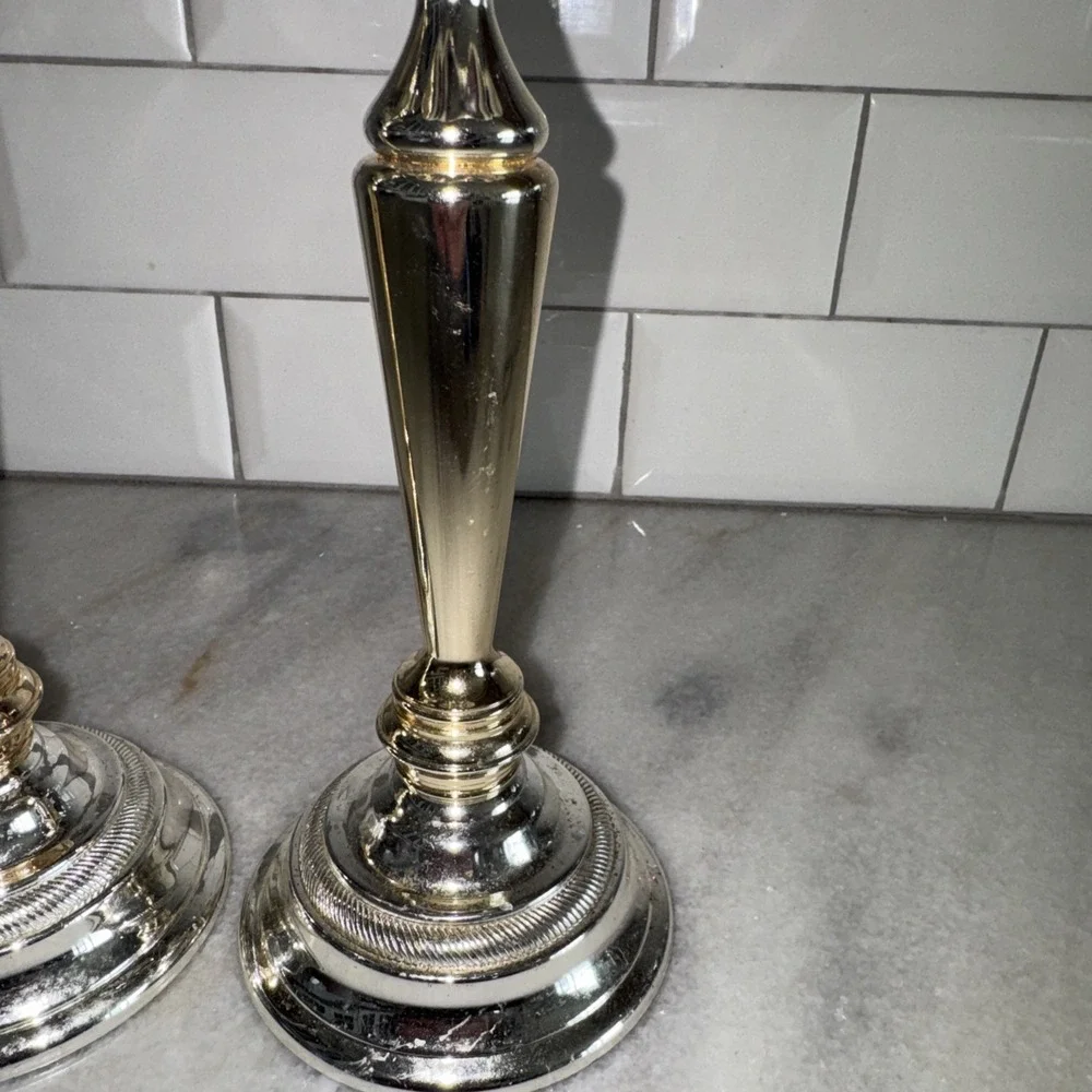 Vintage Pair Of Gorham 11.25 '' Tall Silver Plated‎ Candle Stick HolderES0001